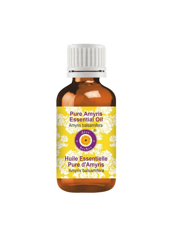 Deve Herbes Pure Amyris Essential Oil (Amyris balsamifera) Steam Distilled 10ml (0.33 oz) - Image 1