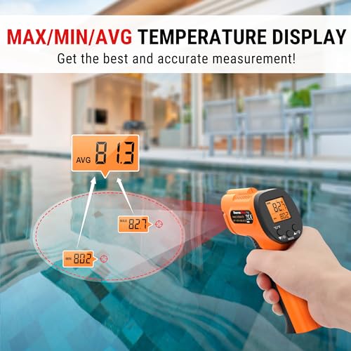 ThermoPro مسدس مقياس الحرارة بالأشعة تحت الحمراء ThermoPro TP30، مقياس حرارة ليزر للطهي، فرن البيتزا، صينية الشواء، المحرك، HVAC، مسدس حرارة ليزر مع قابلية ضبط الانبعاثية وقياس أقصى -58°F ~1022°F (غير مخصص للبشر) - Image 5