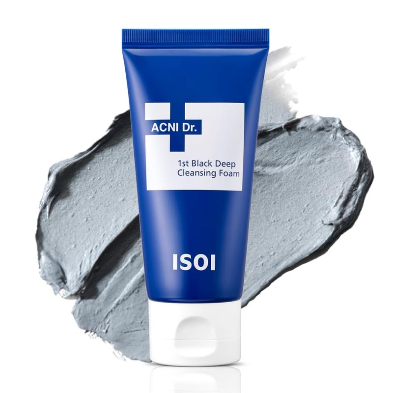 ISOI ACNI Dr. 1st Deep Cleansing Foam, K-Mud & Charcoal Purifying Cleanser for Oily & Acne-Prone Skin, Korean Skincare (2.54 fl.oz/75ml) - Image 1