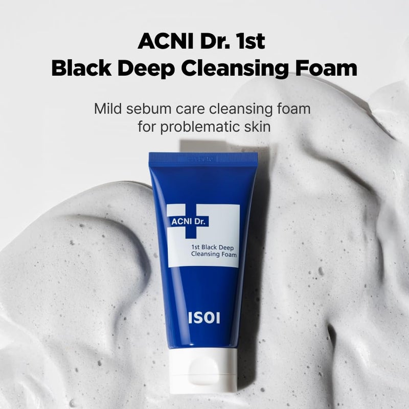 ISOI ACNI Dr. 1st Deep Cleansing Foam, K-Mud & Charcoal Purifying Cleanser for Oily & Acne-Prone Skin, Korean Skincare (2.54 fl.oz/75ml) - Image 2
