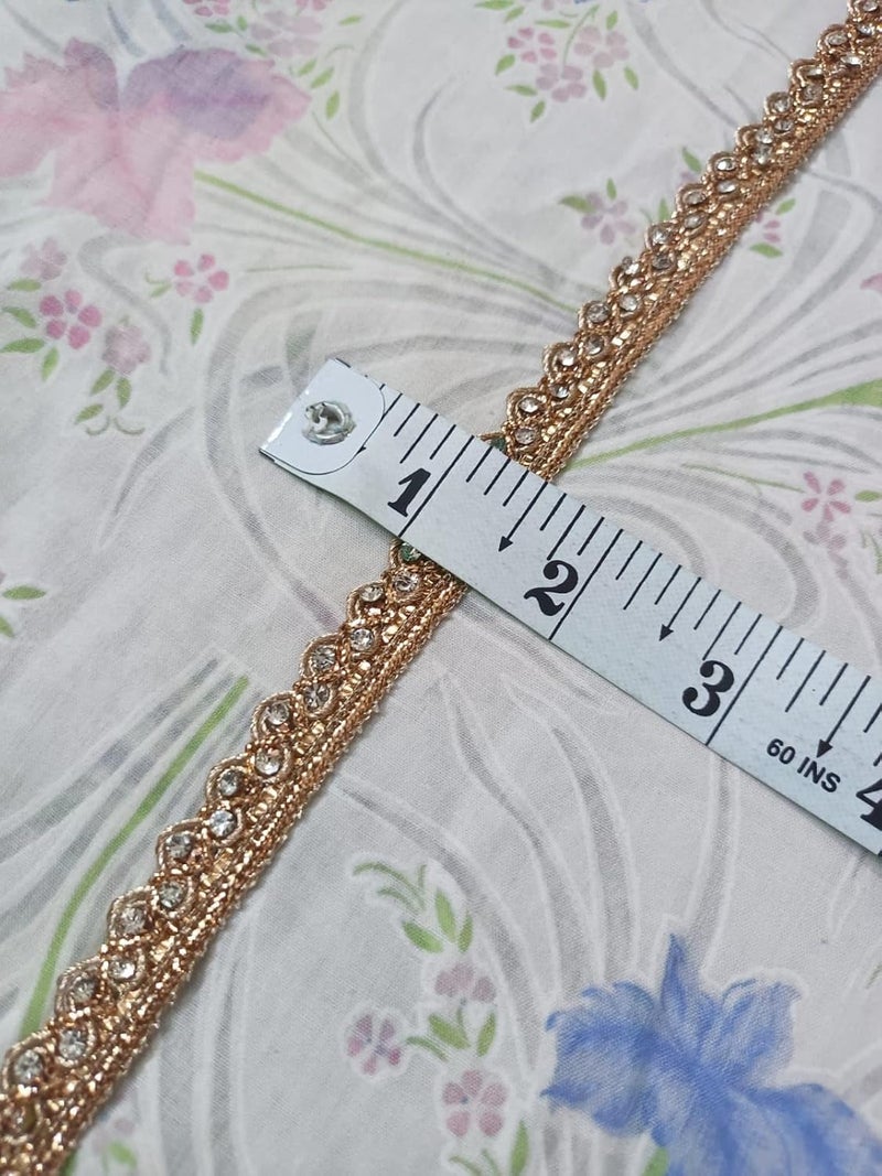 Generic Swag Fancy Stone Trim Lace, Silver Rhinestone Border, Fancy Border Lace, for Lehenga, Dupatta, Blouse,Suite and Art Craft Lace (Rose Golden, 9 Meter)  - Image 5