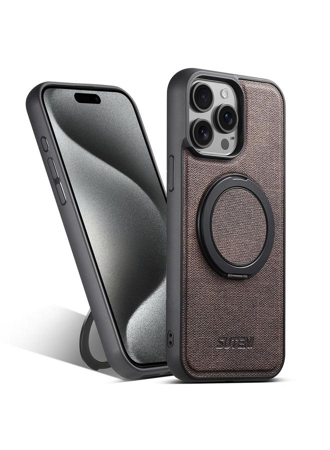 Suteni Case For iPhone 15 Pro Max G3 360 Rotation Holder MagSafe Denim Leather Back Phone Case - Image 1