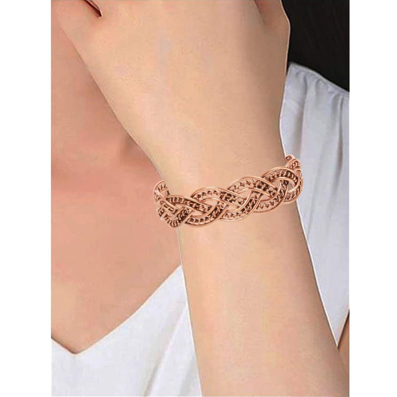 Touchstone copper bracelets | gift for men women |adjustable 100% pure solid real magnetic jewelry | handmade bracelet set combo | rope braided tibetan bangles. Set of 4 different designs - Image 2