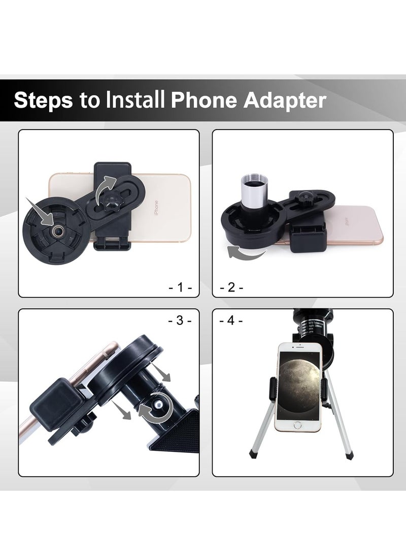 Telescope for Adults  Kids, 70mm Aperture Astronomical Refractor Telescopes for Astronomy Beginners (15X-150X), 300mm Portable Telescope with an Phone Adapter  A Wireless Remote - Image 3