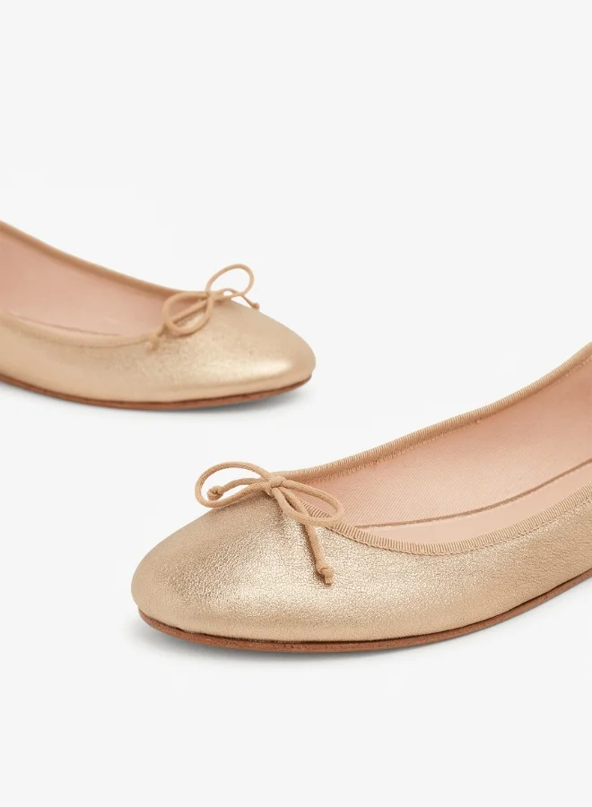 بيت الباليه أحذية باليرينا جلد النابا الذهبي