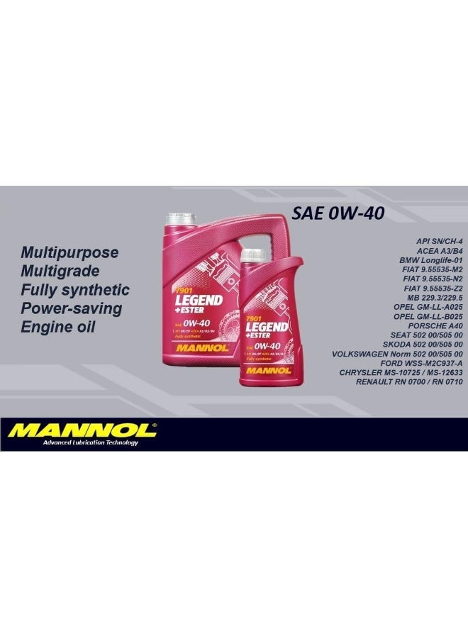 MANNOL Mannol Engine Oil (7901 Legend 0W-40 4 LTR)  - Image 2