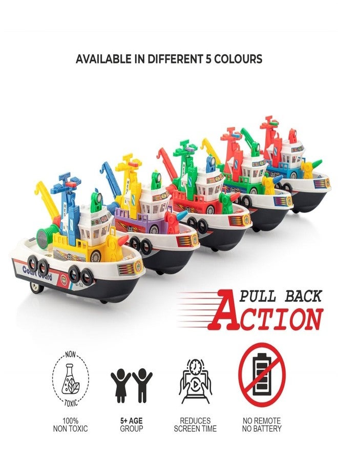 Space Enterprises City Harbour Boat Ship Maintenance Pullback Action Race Spring Toy for Kids (Multicolor) - Image 2