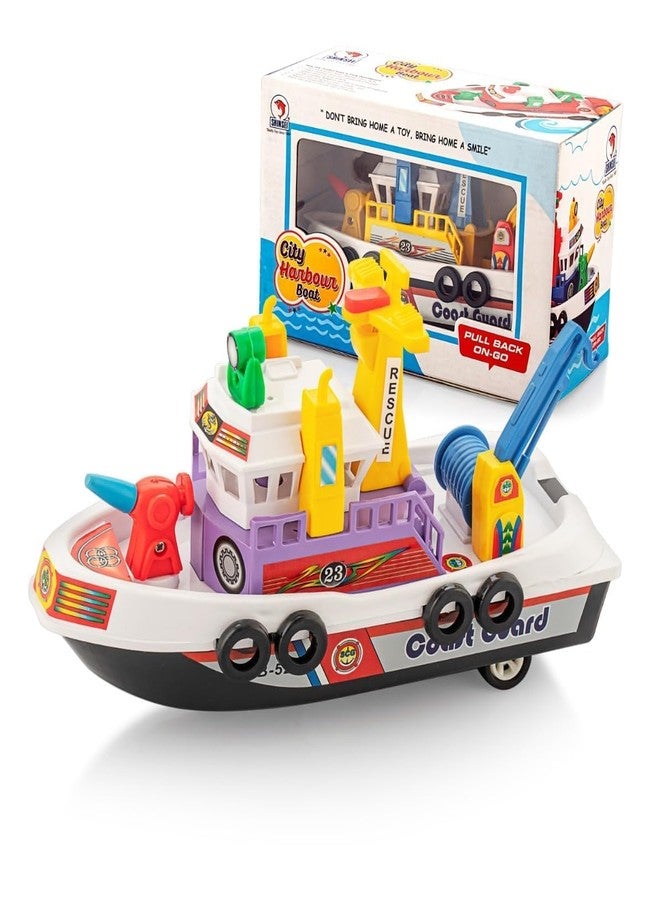 Space Enterprises City Harbour Boat Ship Maintenance Pullback Action Race Spring Toy for Kids (Multicolor) - Image 1