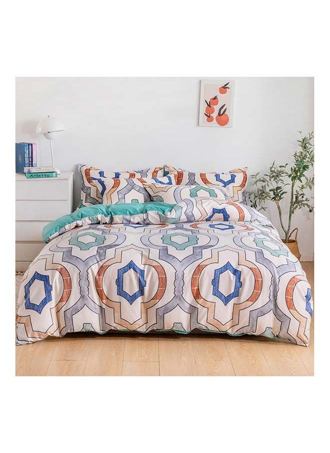 RISHAHOME 6-Piece Double Size Duvet Cover Set Microfiber Hemlock 1 Duvet Cover 200x230 cm, 1 Flat Sheet 220x280 cm, 4 Pillow Cover 48x74 cm Multicolour  - Image 1