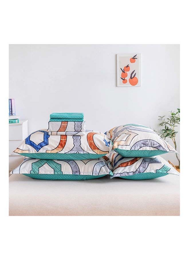 RISHAHOME 6-Piece Double Size Duvet Cover Set Microfiber Hemlock 1 Duvet Cover 200x230 cm, 1 Flat Sheet 220x280 cm, 4 Pillow Cover 48x74 cm Multicolour  - Image 2