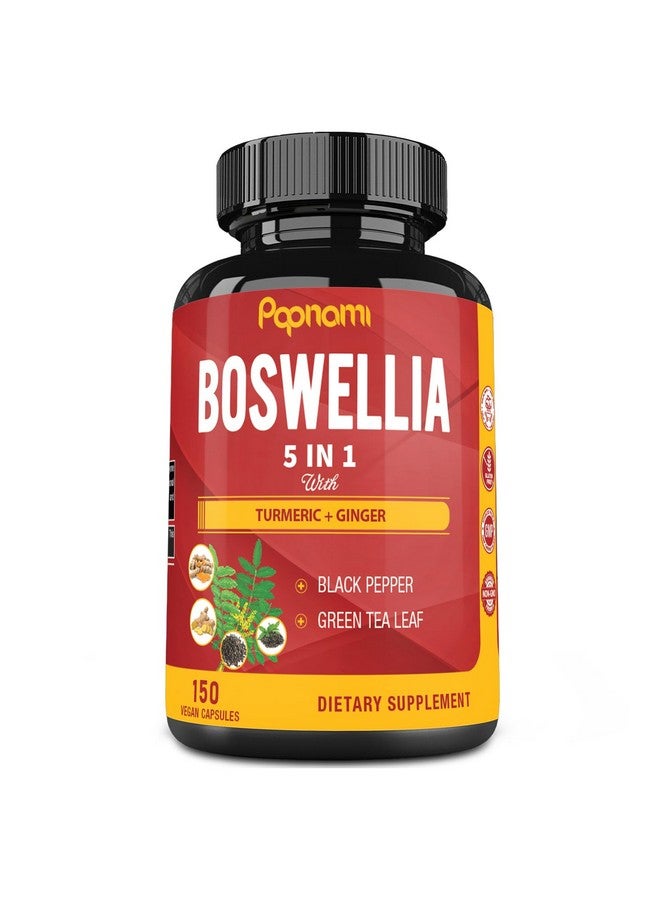 Papnami Boswellia Serrata Extract Capsules Equivalent to 3200mg & Turmeric, Ginger, Pepper, Green Tea, 5 Months Supply, 150 Capsules - Image 1