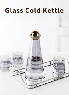 LEOKOR 5-Piece Glass Carafe Set, Bedside Water Carafe and Glass Set, Water Decanter with Cups, Glass Vase  - Image 2
