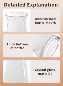 LEOKOR 5-Piece Glass Carafe Set, Bedside Water Carafe and Glass Set, Water Decanter with Cups, Glass Vase  - Image 5