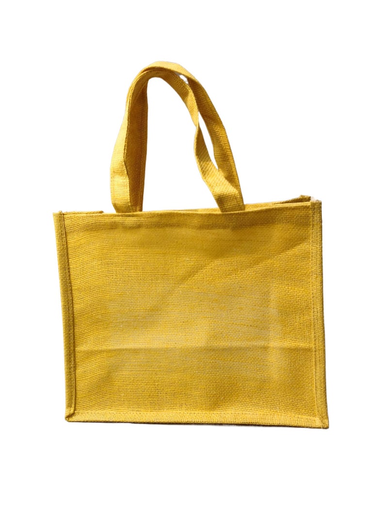 Handmakers Natural Transparent Yellow Jute Gift Bags for Return Gifts Pack of 10,12x10x5 inch - Image 5
