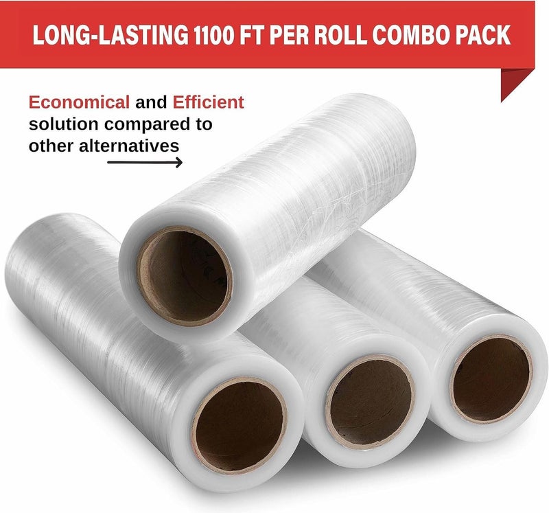 Simply Cool Stretch Wrap 4 Pack 18" x 1100 SqFt – Heavy Duty 80 Gauge Shrink Wrap Rolls for Moving, Furniture, and Packing, Industrial Plastic Stretch Film, Pallet Wrap & Shrink Film Roll - Image 4
