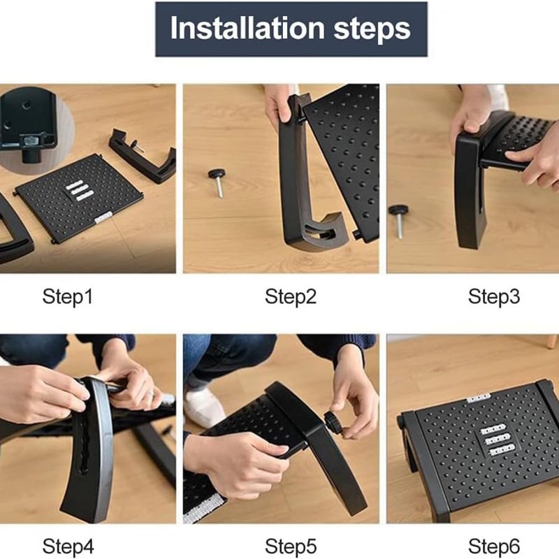 TEGRILO Foot Rest For Under Desk With Massage Adjustable Under Desk Footrest For Home And Office Use Foot Stool Under Desk With 6 Height Position Adjustment (Adjustable Foot Rest) - Image 5