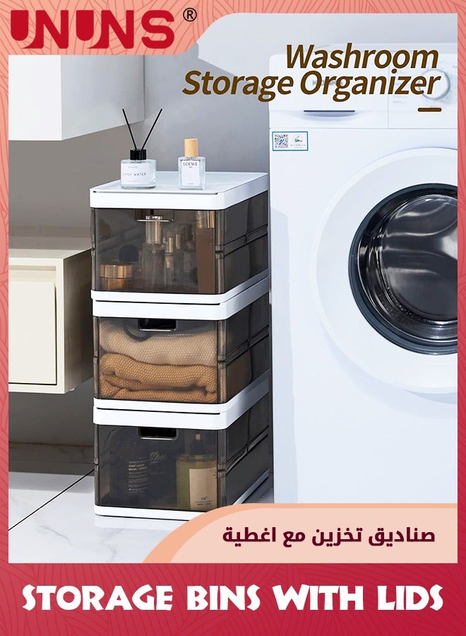 UNUNS Storage Bins With Lids,Foldable Stackable Storage Boxes For Closet,Closet Organizers And Storage,Cubby Storage Containers For Organizing - Image 5