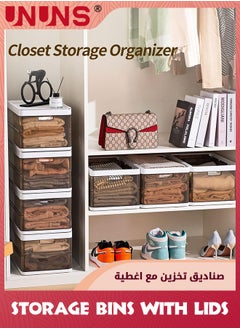 UNUNS Storage Bins With Lids,Foldable Stackable Storage Boxes For Closet,Closet Organizers And Storage,Cubby Storage Containers For Organizing  - Image 2