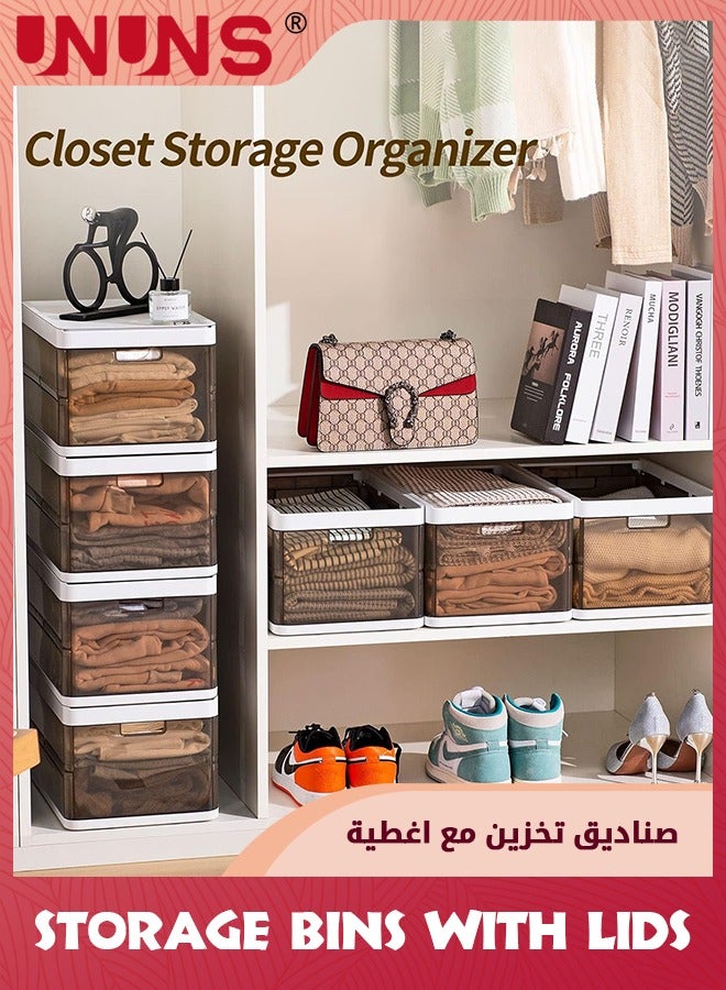 UNUNS Storage Bins With Lids,Foldable Stackable Storage Boxes For Closet,Closet Organizers And Storage,Cubby Storage Containers For Organizing - Image 2