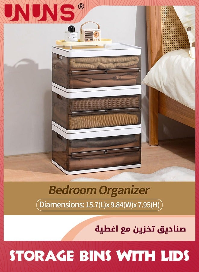 UNUNS Storage Bins With Lids,Foldable Stackable Storage Boxes For Closet,Closet Organizers And Storage,Cubby Storage Containers For Organizing - Image 4