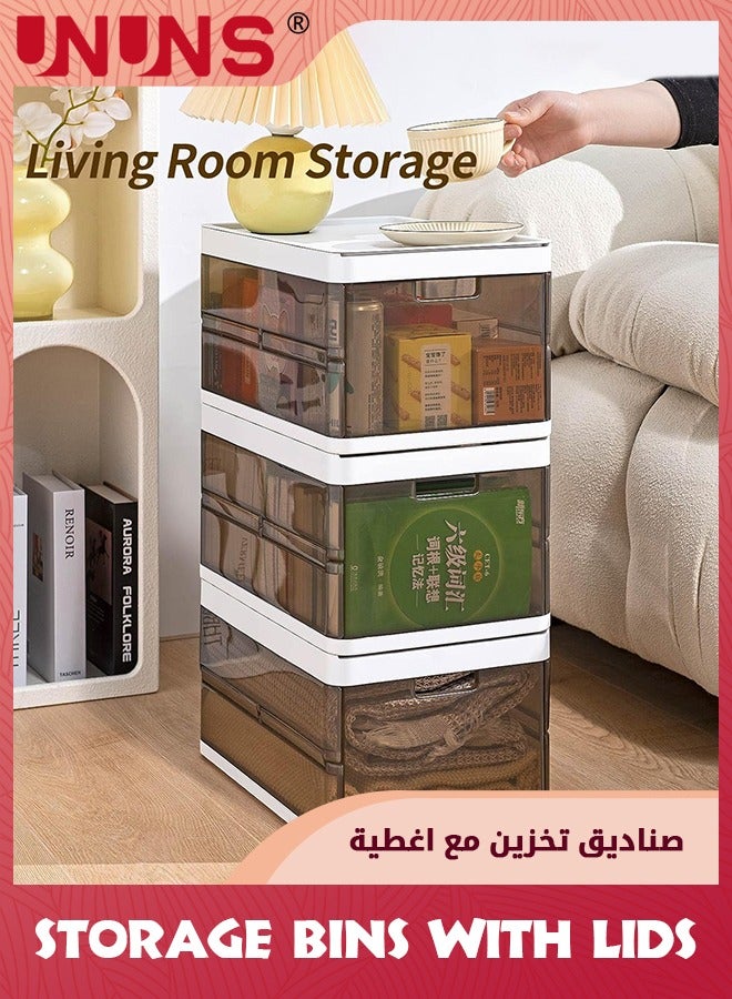 UNUNS Storage Bins With Lids,Foldable Stackable Storage Boxes For Closet,Closet Organizers And Storage,Cubby Storage Containers For Organizing - Image 3