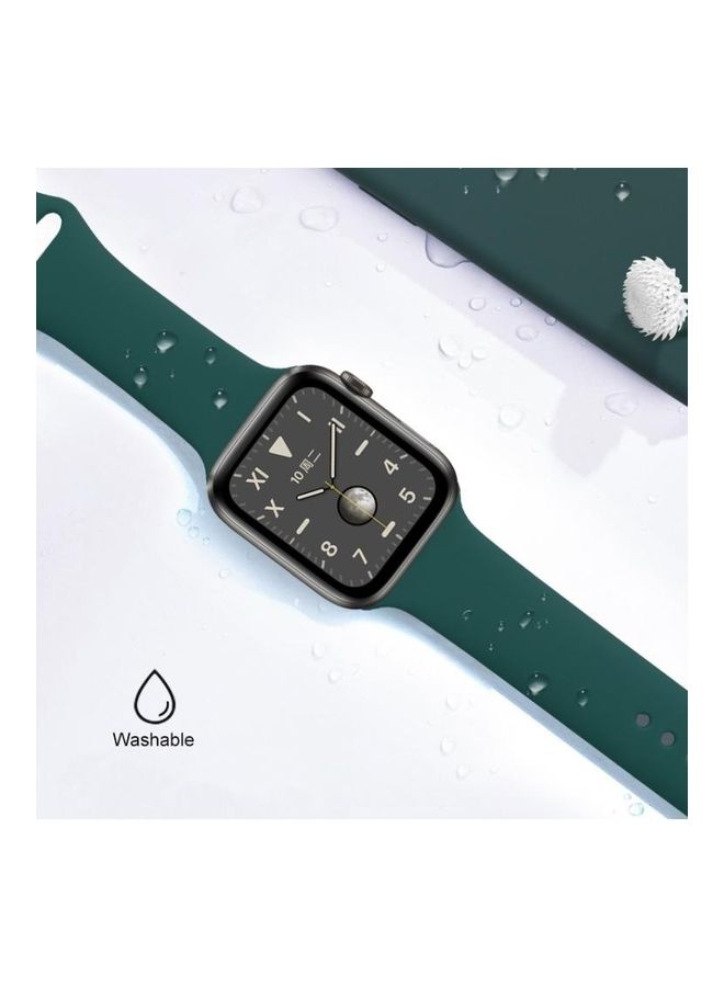 NIBEMINENT Watchband For Apple Watch Series 7 45mm/6 & SE 5 4 44mm/3 2 1 42mm Black - Image 4