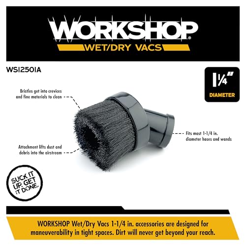 WORKSHOP Wet/Dry Vacs Shop Vacuum Accessories WS12501A Dusting Brush Attachment for Wet Dry Vacuum Cleaners, Fits 1-1/4-inch Extension Wands and Hoses - Image 3