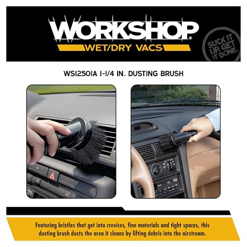 WORKSHOP Wet/Dry Vacs Shop Vacuum Accessories WS12501A Dusting Brush Attachment for Wet Dry Vacuum Cleaners, Fits 1-1/4-inch Extension Wands and Hoses - Image 4