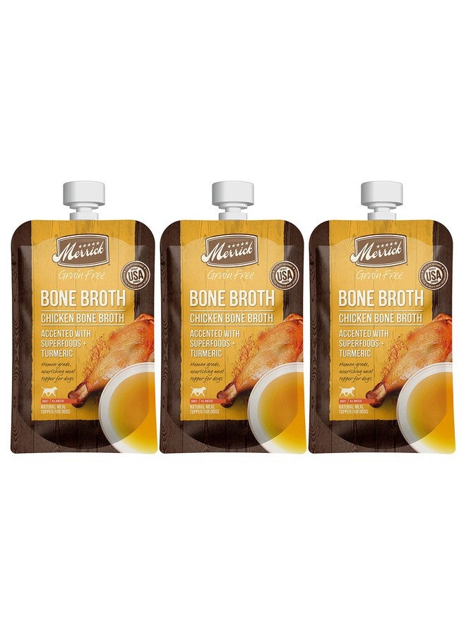 Merrick Grain Free Bone Broth Natural Meal Topper for Dogs, Accented with Superfoods & Cinnamon, for Adult Dogs of All Breeds Chicken, 7 Ounce,(Pack of 3) - Image 1