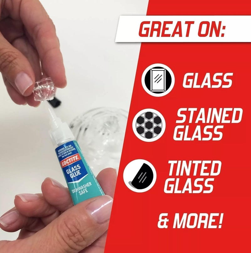 Loctite لاصق لوكتايت للزجاج 2g شفاف قوي للزجاج والمعدن والكريستال، رابطة سريعة مقاومة للماء وآمنة للغسالة، لاصق إصلاح شفاف للأواني الزجاجية والمجوهرات والحرف مع موزع دقيق - Image 2