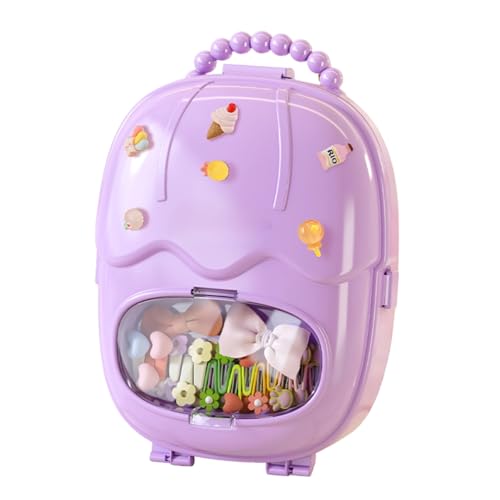 KREPS Plastic Hair Accessories Organizer Box, HairRibbon Storage Box Ribbon Box Multi-Purpose 3 Layer Organizer with Handles for Nail Hair Accessories Sewing Supplies Makeup Art Supplies (Purple 2) - Image 1
