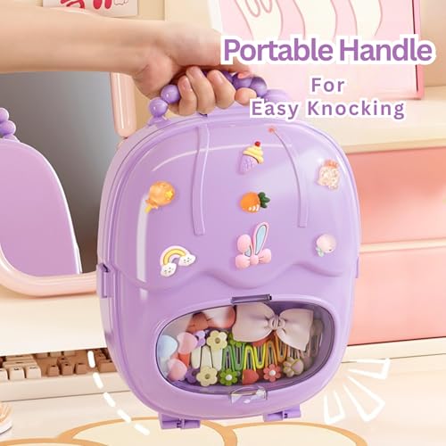 KREPS Plastic Hair Accessories Organizer Box, HairRibbon Storage Box Ribbon Box Multi-Purpose 3 Layer Organizer with Handles for Nail Hair Accessories Sewing Supplies Makeup Art Supplies (Purple 2) - Image 3