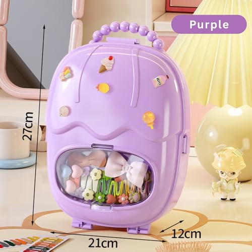 KREPS Plastic Hair Accessories Organizer Box, HairRibbon Storage Box Ribbon Box Multi-Purpose 3 Layer Organizer with Handles for Nail Hair Accessories Sewing Supplies Makeup Art Supplies (Purple 2) - Image 2