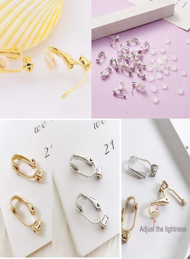 Gzingen Clip-on Earring Converters with Silicon Pads, 40 Pieces Non Pierced Ear Clips with Post Earring Components for DIY Earring Making, 3 Colors and 2 Clip Styles - Image 3