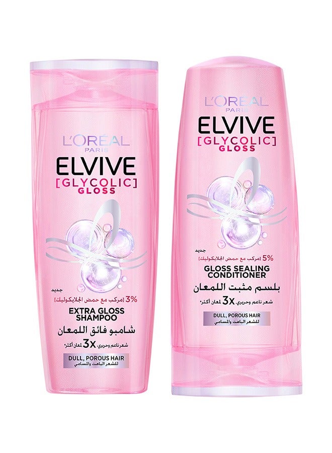 L'OREAL PARIS ELVIVE Glyco Gloss Shampoo 400ml & Conditioner 360ml Set - Image 1