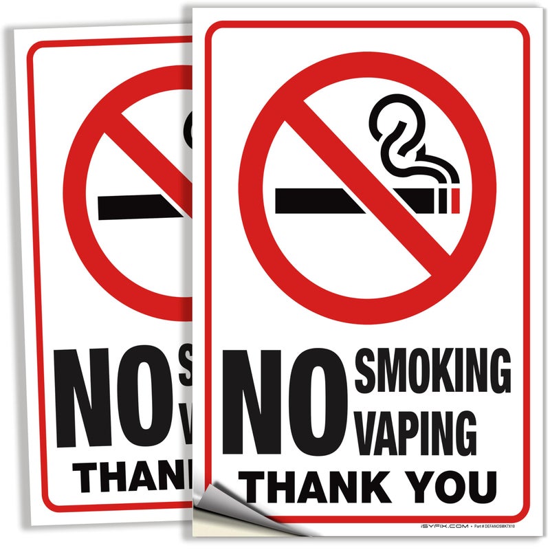 iSYFIX No Smoking No Vaping Sticker  2 Pack 7x10 Inch  Premium Front Adhesive Vinyl Labels Laminated for Ultimate UV Weather Scratch Water and Fade Resistance Indoor  Outdoor