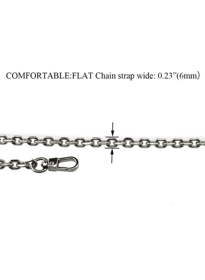 HAHIYO Mini Pochette Purse Chain Strap Thin Wide 6Mm For Lv Length 15.7 Inches Thick 2Mm Shiny Silver For Handbag Wallet Clutch Comfortable Flat Metal Strap 1 Pack  - Image 2