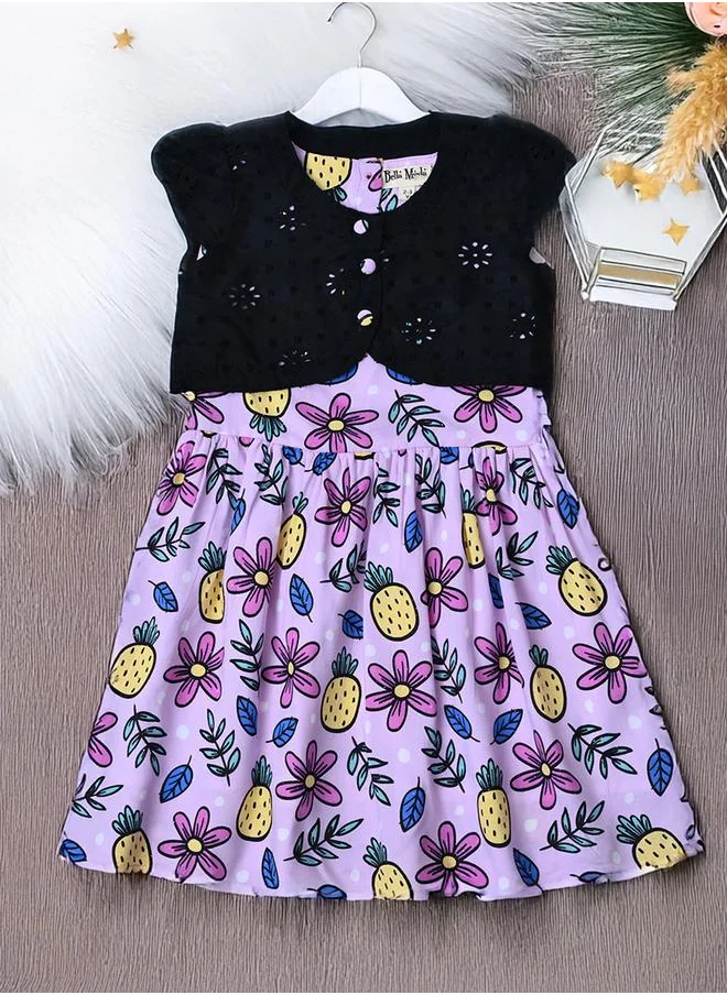 بيلا مودا Bella Moda Printed Schiffli Cotton A-Line Dress with Lining