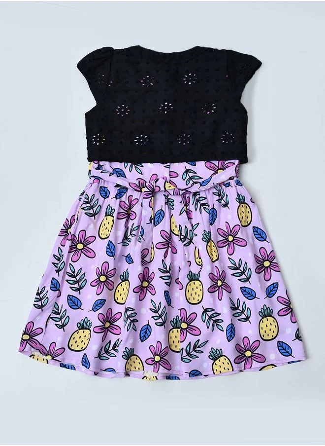 بيلا مودا Bella Moda Printed Schiffli Cotton A-Line Dress with Lining