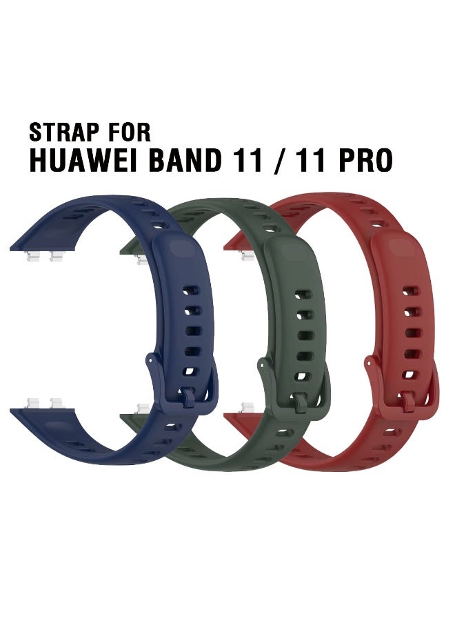 طقم استبدال مكون من 3 أحزمة سيليكون متوافق مع Huawei Band 11 / 11 Pro - Image 2