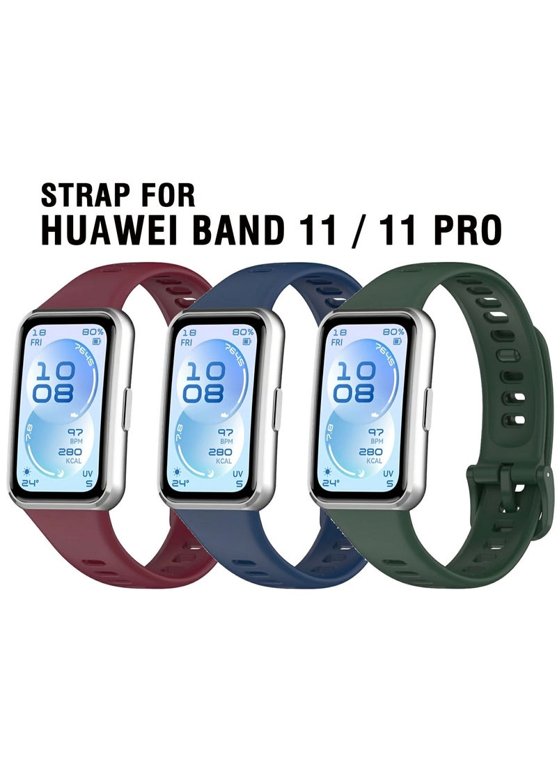 طقم استبدال مكون من 3 أحزمة سيليكون متوافق مع Huawei Band 11 / 11 Pro - Image 1