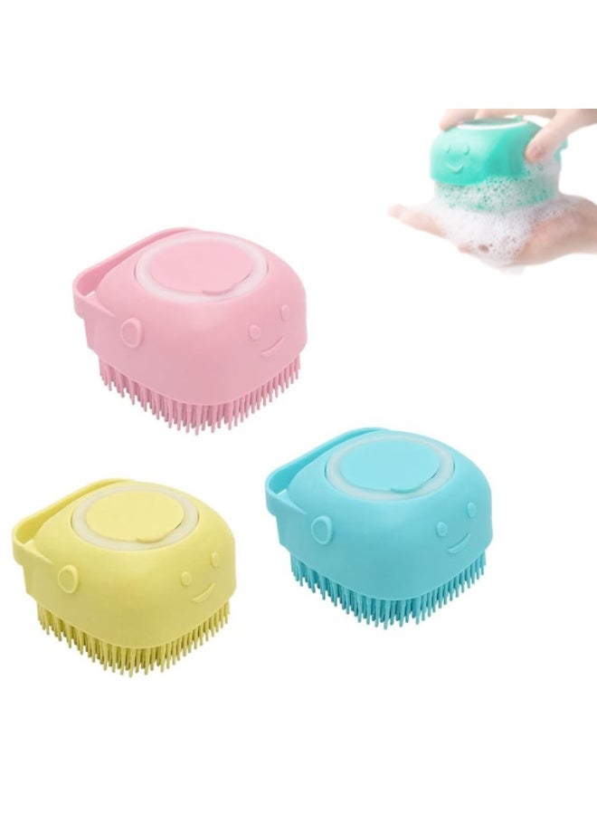 3 Piece Silicone Universal Bathing Brush, Silicone Exfoliating Brush, Pet Bathing Brush , Body Scrubber with Soap Dispenser Brush, Soft Silicone Bathing Brush for Children, Women, Men and Pets - Image 1