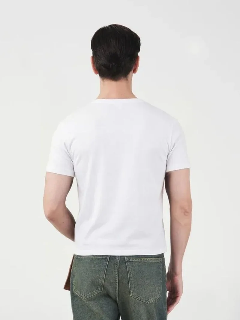 Giesto White GIESTO Men's Slim Fit Crew Neck Cotton T-Shirt for Men | Best Price UAE