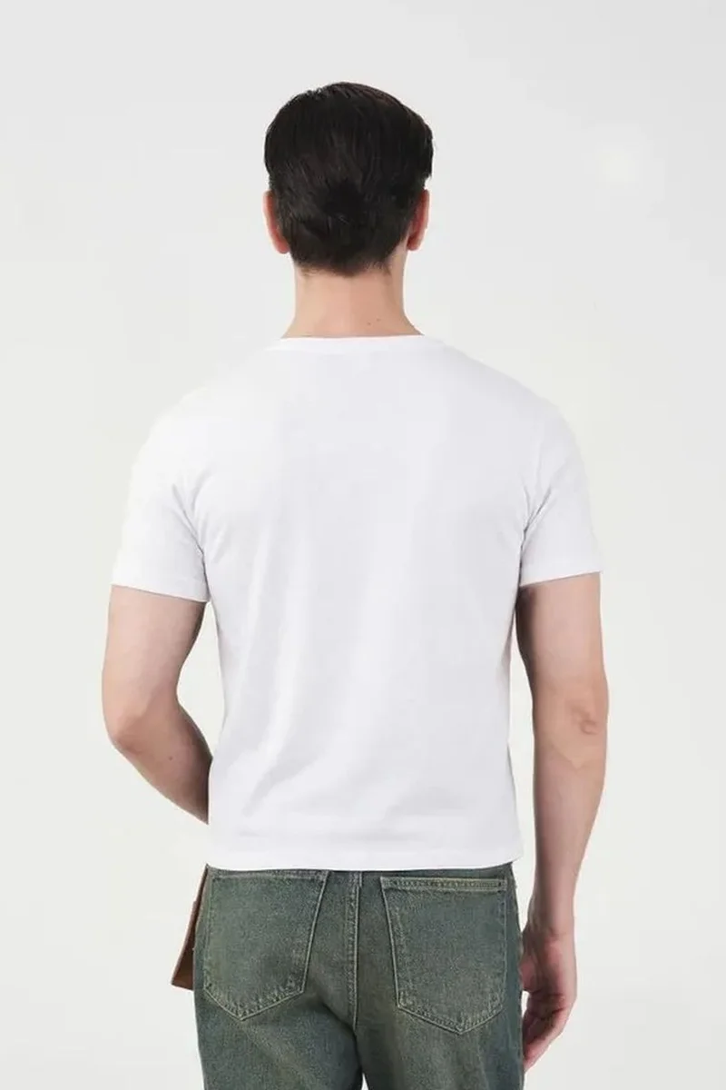 Giesto White GIESTO Men's Slim Fit Crew Neck Cotton T-Shirt for Men | Best Price UAE