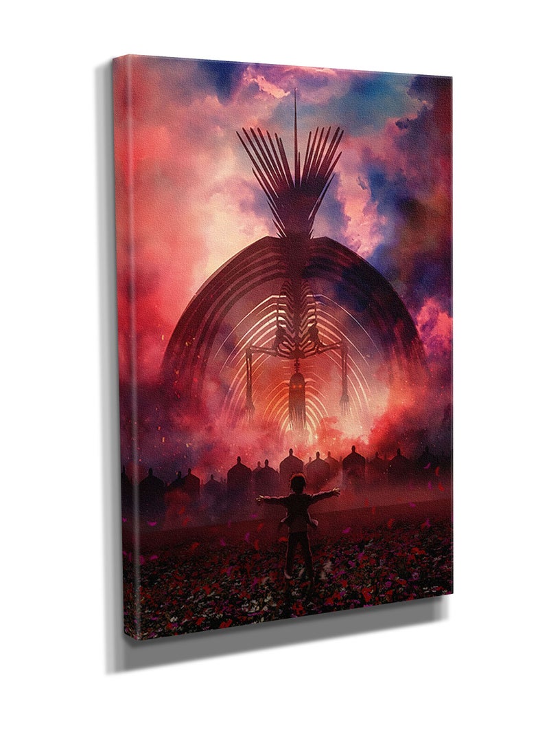 مودكلاس لوحة هجوم العمالقة جدارية بإطار خشبي - Image 3