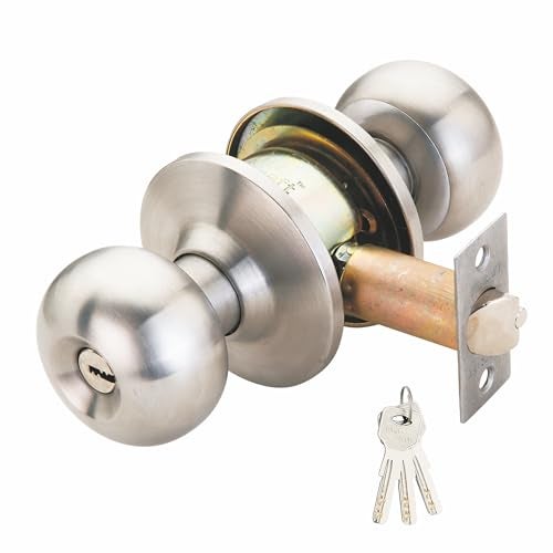 Met Craft SS304 Room Door Knob Lock - with 3 Brass Computerised Key Cylindrical Lock for Bedroom/Main Door/Tubular Door Knob/Handle (Silver Matt, 70 mm Backset) - Image 1