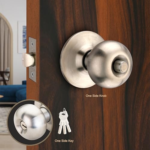 Met Craft SS304 Room Door Knob Lock - with 3 Brass Computerised Key Cylindrical Lock for Bedroom/Main Door/Tubular Door Knob/Handle (Silver Matt, 70 mm Backset) - Image 2