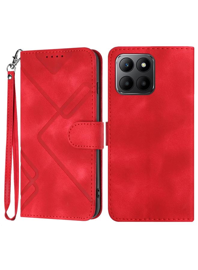 جرين تايجر جراب هاتف Honor 70 Lite بنمط خطوط من الجلد الملمس - Image 1