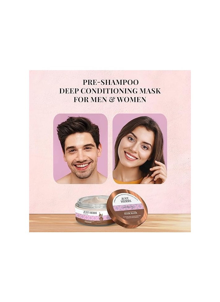 Just Herbs Just Herbs Anti Hairfall Natural Hair Mask with Castor & Black Onion Seed for Dandruff, Boost Hair Growth & Hair Spa - Suitable for Color Treated & All hair Types - 200gm  - Image 5