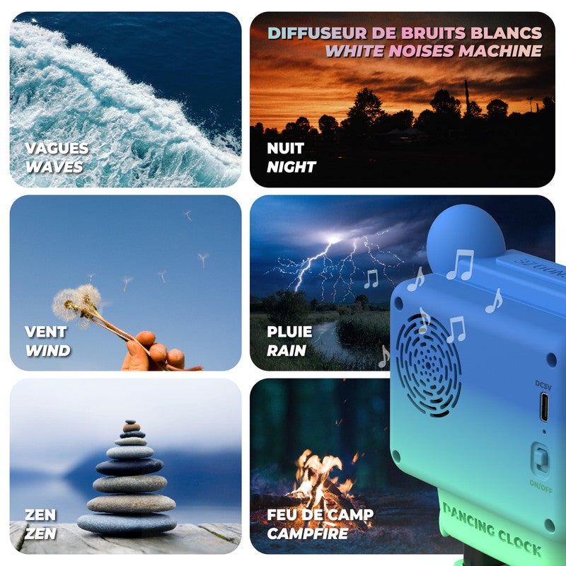 موب ساعة منبهة متحركة باللون الأزرق مع تصميم عصري وحركة فريدة لتنظيم الوقت في غرف النوم - Image 5